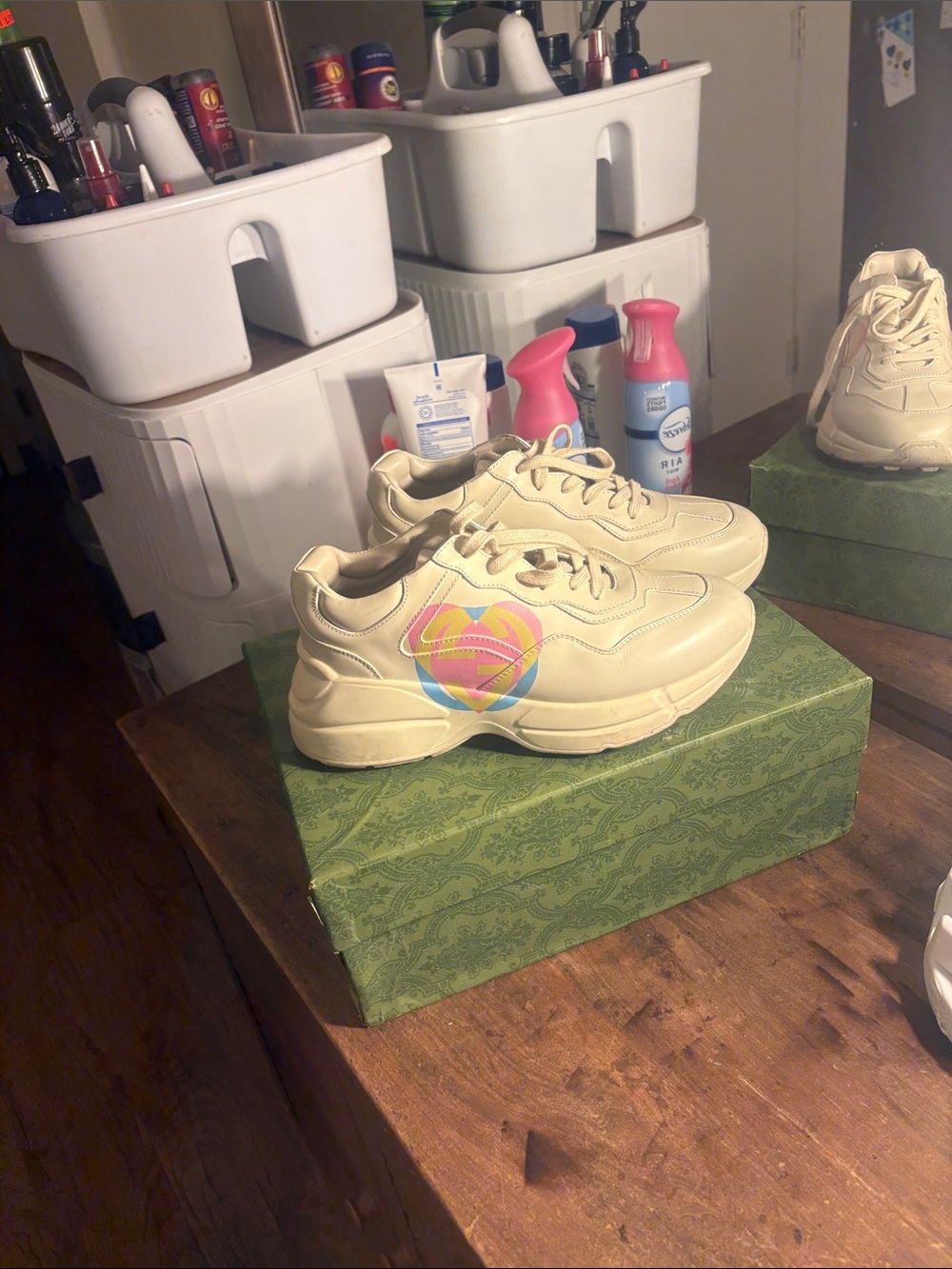Gucci/Chunky Cream Platform Sneakers - Neutral Leather Look